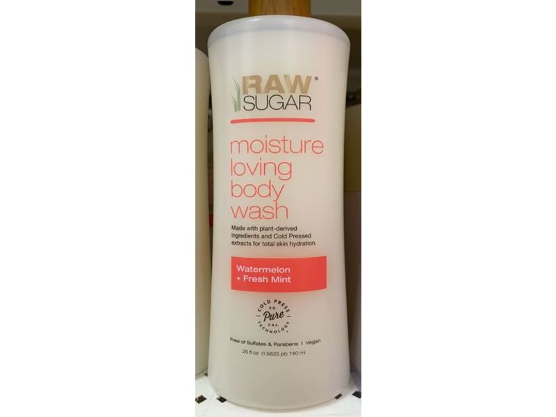 Raw Sugar Moisture Loving Body Wash, Watermelon + Fresh Mint, 25 fl oz/740 mL, Pack Of 3