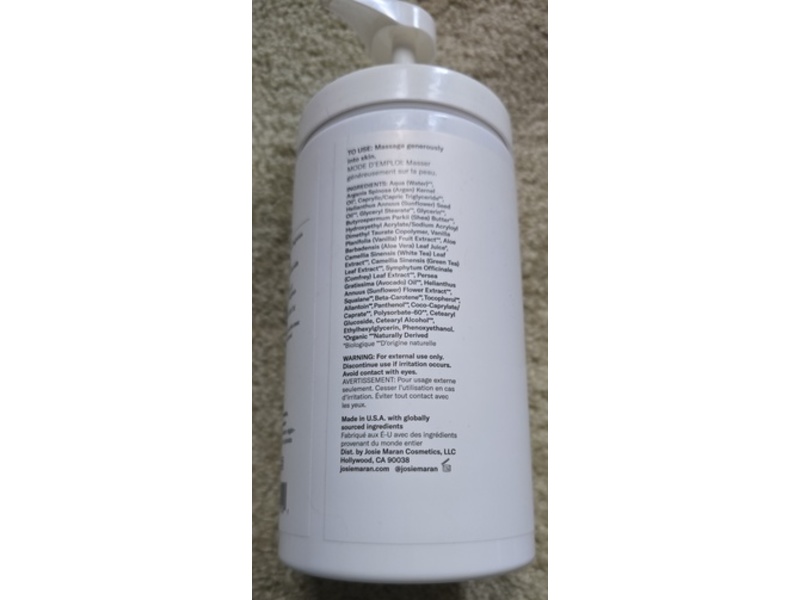 Josie Maran Whipped Argan Oil Body Butter, Vanilla Bean, 32 fl oz/950 mL