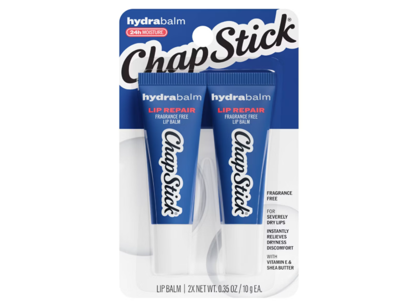 ChapStick Hydrabalm Lip Repair Balm, Fragrance Free, 0.70 fl oz/10 g, Pack Of 2