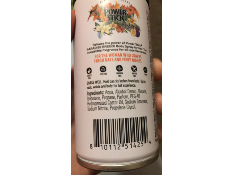 Power Stick Body Spray, Paradise Breeze, 3.5 oz/99 g