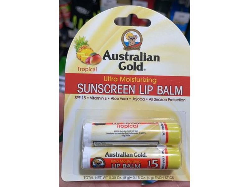 Australian Gold Ultra Moisturizing Sunscreen Lip Balm, 0.30 oz/8 g, Pack Of 2