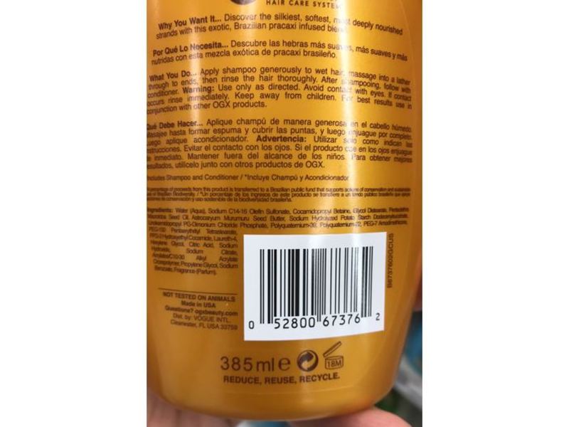 Ogx Deeply Restoring + Pracaxi Recovery Oil Shampoo, 13 fl oz/385 mL