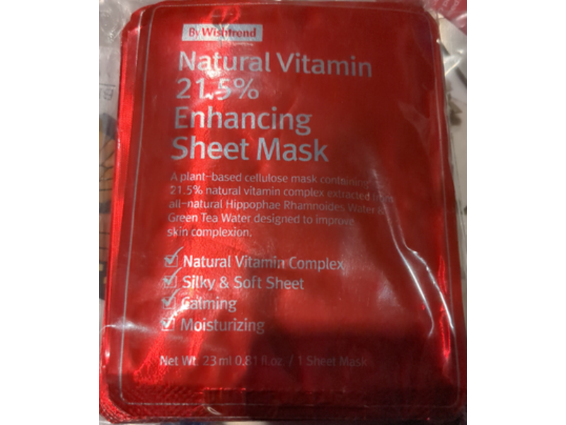By Wishtrend Natural Vitamin 21.5% Enhancing Sheet Mask, 0.81 fl oz/23 mL