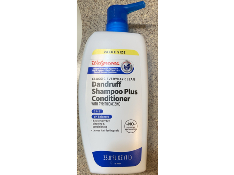 Walgreens 2 in 1 Dandruff Shampoo Plus Conditioner, 33.8 fl oz/1 L