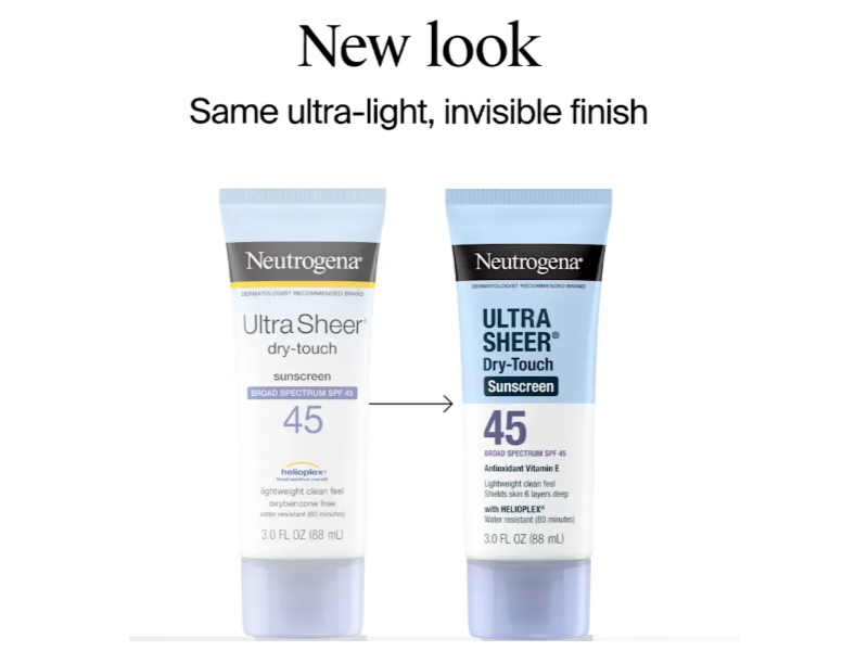 Neutrogena Ultra Sheer Dry-Touch Sunscreen Lotion, SPF 45, 3 fl oz/88 mL, Pack Of 2
