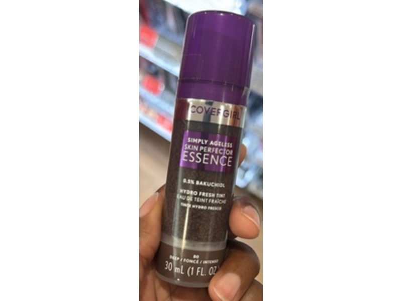 Covergirl Simply Ageless Skin Perfector Essence, 80 Deep, 0.5% Bakuchiol, 1 fl oz/30 mL