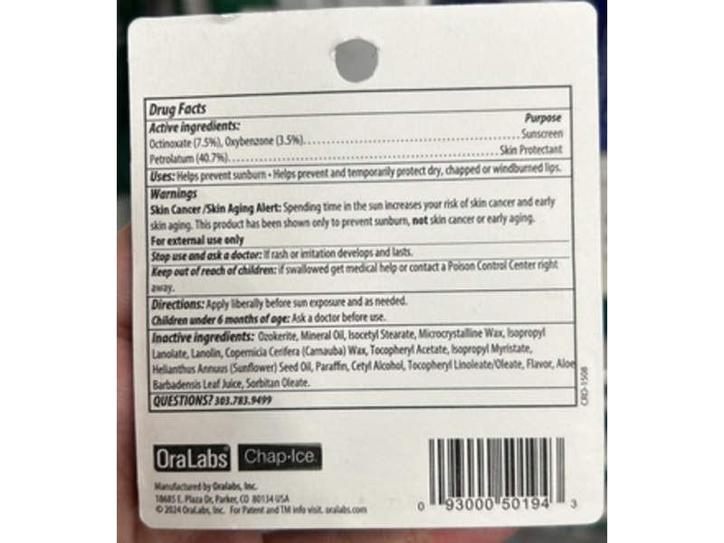 Chap Ice Lip Balm, SPF 15, 0.14 oz/4 g, Pack Of 2