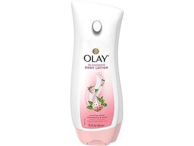 Olay In-Shower Body Lotion, Cooling White Strawberry & Mint, 15.2 fl oz/450 mL