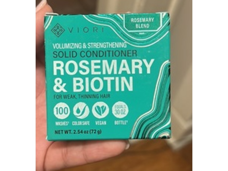 Viori Volumizing & Strengthening Solid Conditioner Bar, Rosemary & Biotin, 2.54 oz/72 g