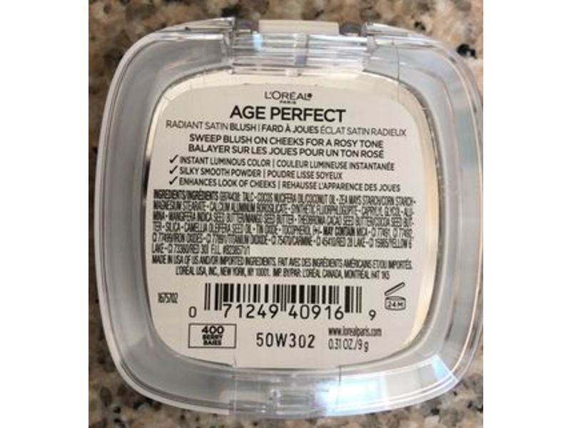 L'Oreal Paris Age Perfect Radiant Satin Blush, Camellia Oil, 400 Berry, 0.31 oz/9 g