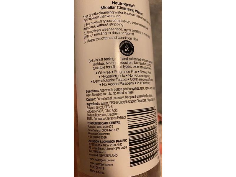 Neutrogena Micellar Cleansing Water, Fragrance Free, 400 mL