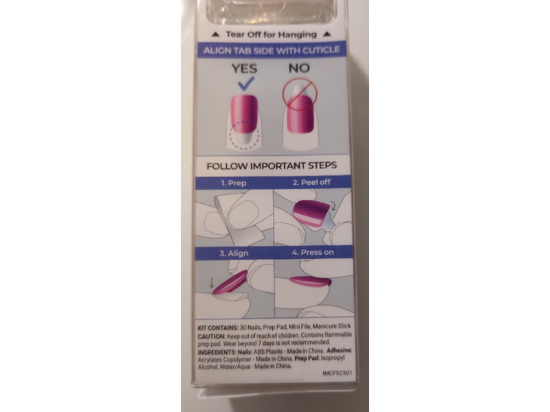 Color FX By Impress The No Glue Mani Press-On Nails, Fly Up Silver, 30 Count