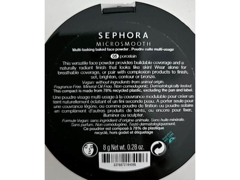 Sephora MicroSmooth Baked Face Powder, 05 Porecelain, 0.28 oz/8 g