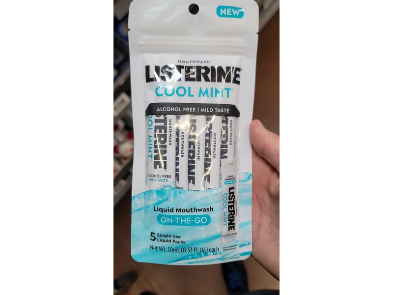 Listerine On-The-Go Liquid Mouthwash, Cool Mint, 0.33 fl oz/10 mL, Pack of 30