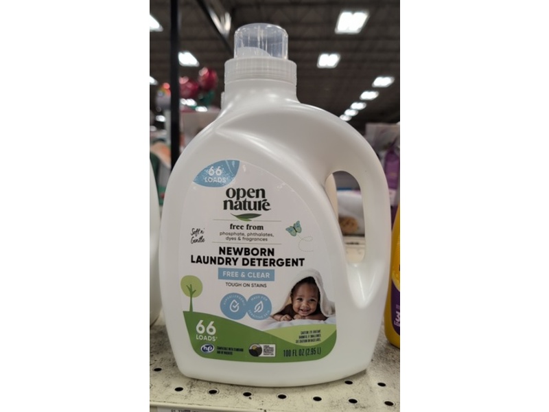 Open Nature Newborn Laundry Detergent, Free & Clear, 66 Loads, 100 fl oz/2.95 L
