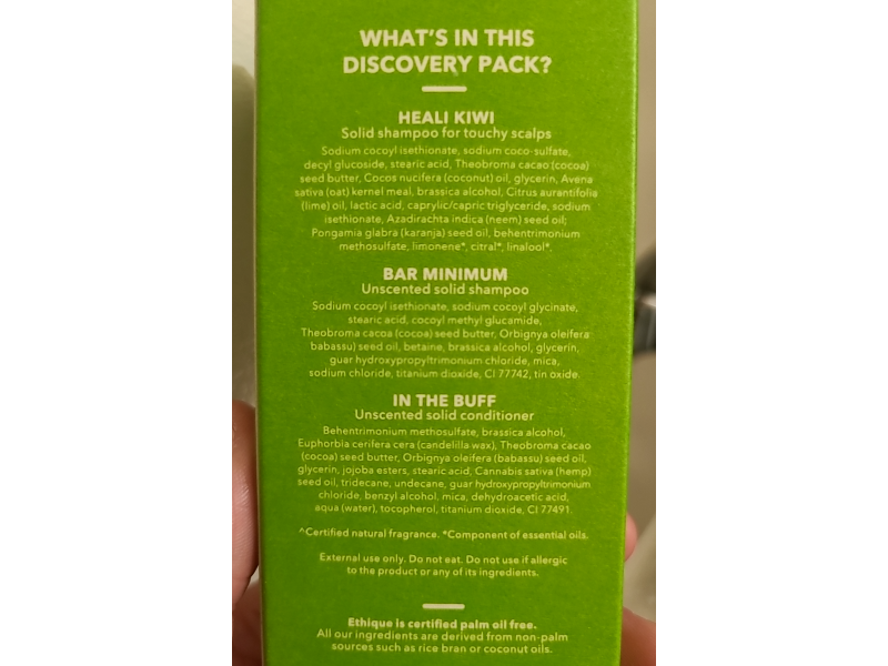 Ethique For Touchy Scalps Shampoo & Conditioner Bar,Heali Kiwi + Bar Minimum + In The Buff, 1.59 oz/45 g, 3 Count