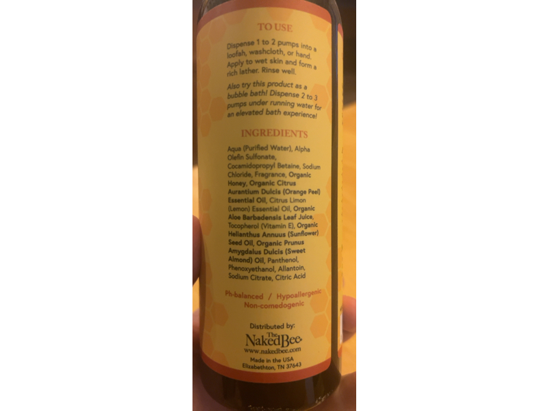 The Naked Bee Bath & Shower Gel, Orange Blossom Honey, 16 oz/473 mL