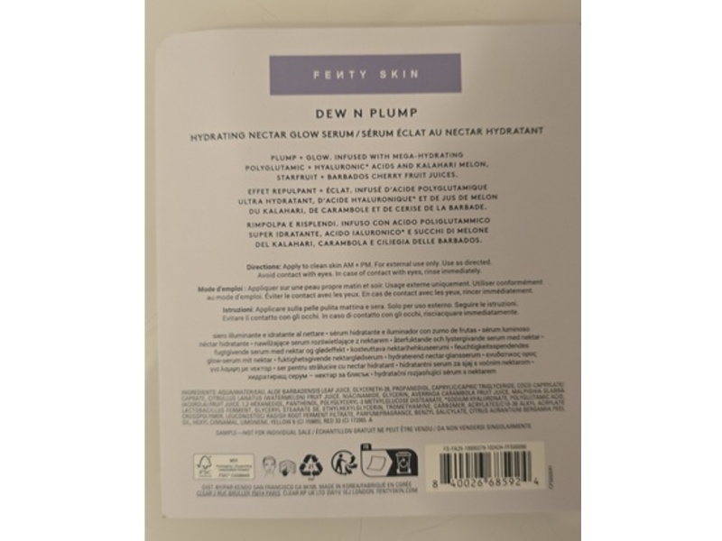 Fenty Skin Dew N Plump Hydrating Nectar Glow Plump Serum, 0.05 fl oz/1.5 mL