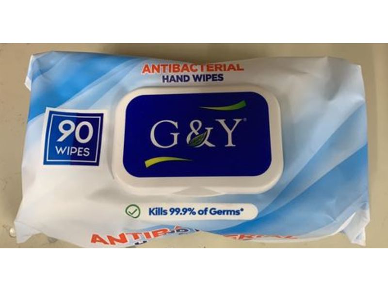 G & Y Antibacterial Hand Wipes, 90 Wipes