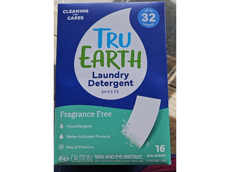 Tru Earth Laundry Detergent Sheets, Fragrance Free, 32 Loads, 16 Count