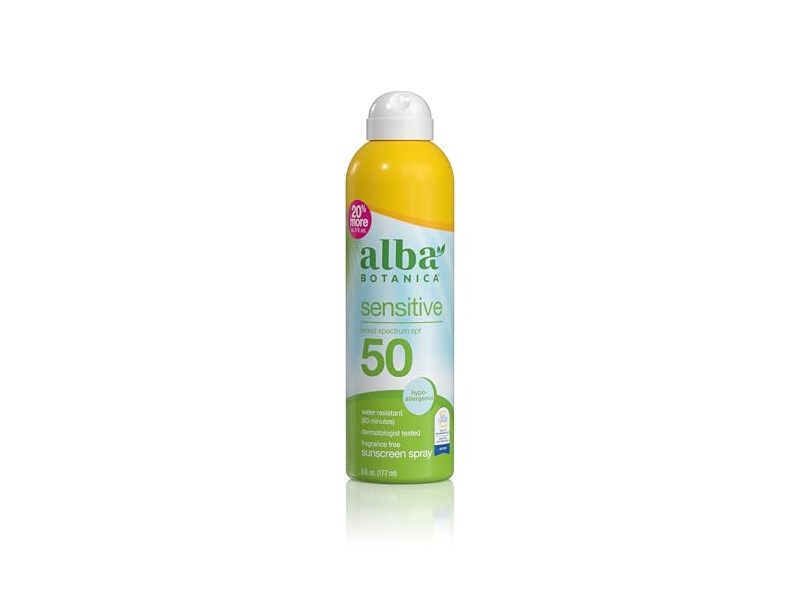 Alba Botanica Sensitive Sunscreen Spray, SPF 50 Fragrance Free, 6 fl oz/177 mL