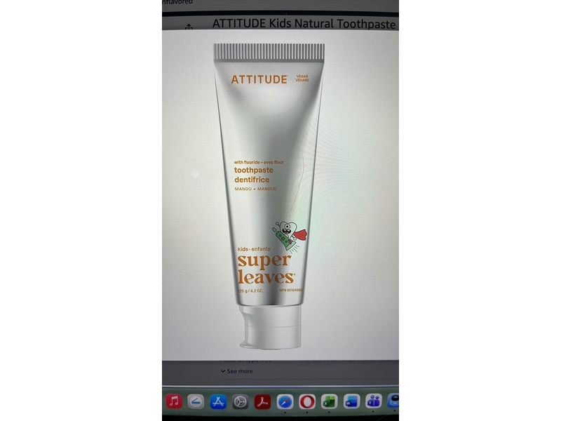Attitude Super Leaves Kids Toothpaste, Mango, 4.2 oz/120 g