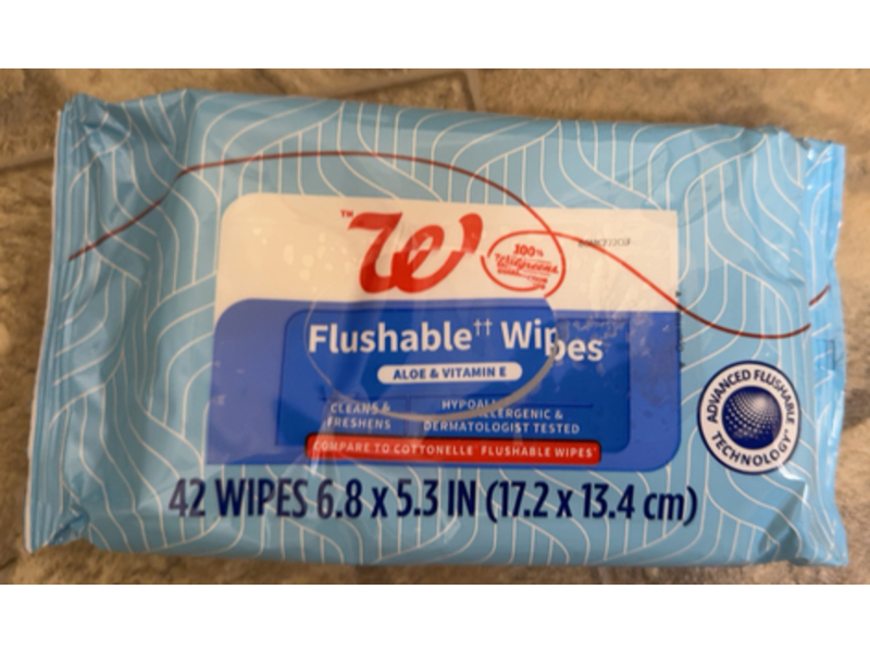 Walgreens Flushable Wipes, Aloe & Vitamin E, 42 Count
