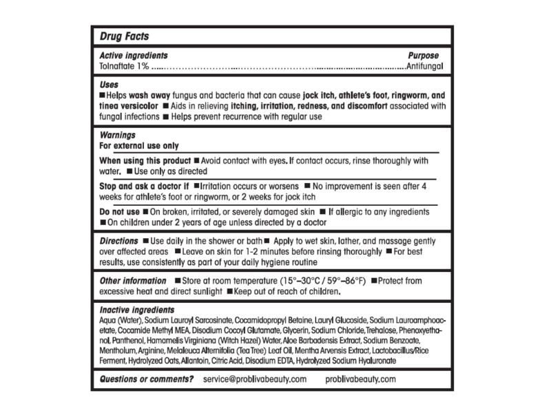 ProBliva Antifungal Body Wash, 16.9 fl oz/500 mL