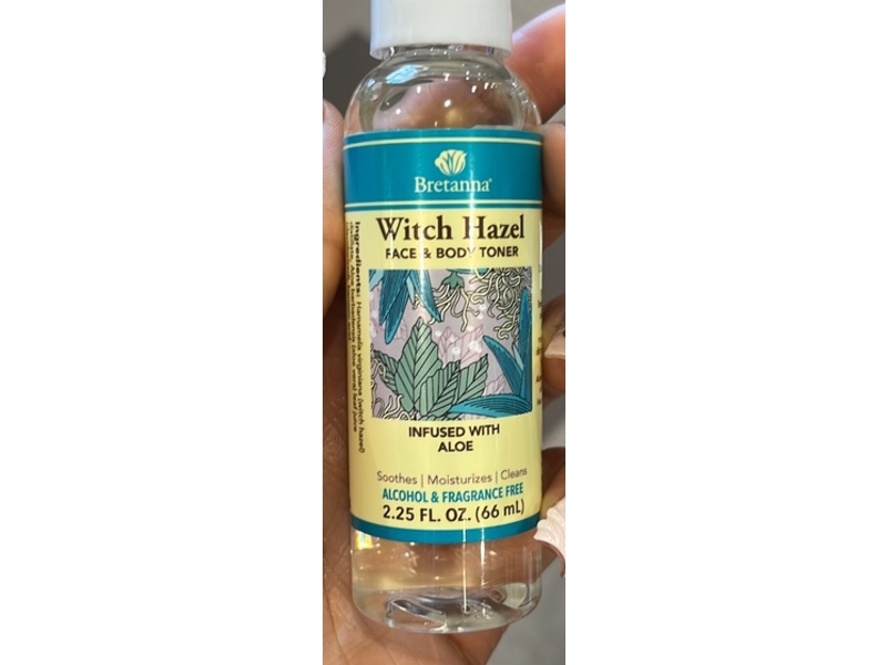 Bretanna Face & Body Toner, Witch Hazel, 2.25 fl oz/66 mL