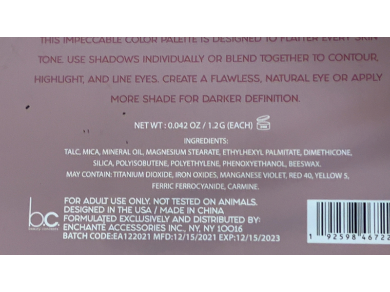 Beauty Concepts Eyeshadow Palette, Rosy Pinks & Golden Nudes, 0.042 oz/1.2 g