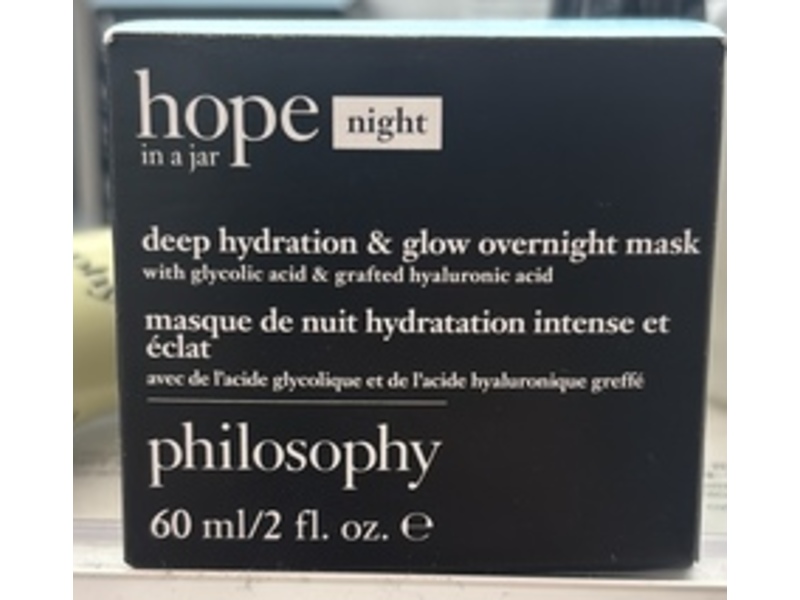Philosophy Hope In A Jar Deep Hydration & Glow Overnight Mask, Glycolic Acid & Hyaluronic Acid, 2 fl oz/60 mL