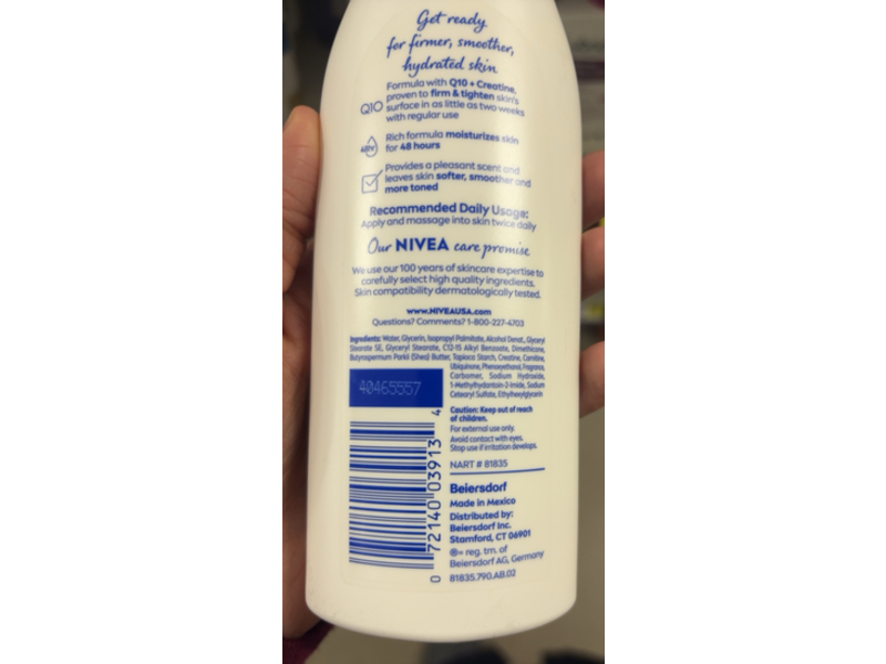 Nivea Skin Firming Sheer Hydration Moisturizing Lotion, 8.4 fl oz/250 mL