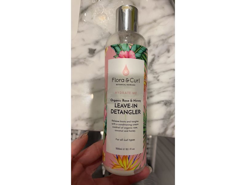 Flora & Curl Organic Rose & Honey Leave-in Detangler for Kinky and Curly Natural Hair, 300ml