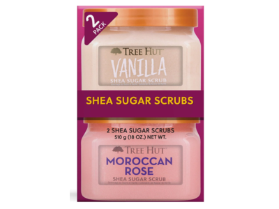 Tree Hut Shea Sugar Scrub Duo, Vanilla + Moroccan Rose, 18 oz/510 g