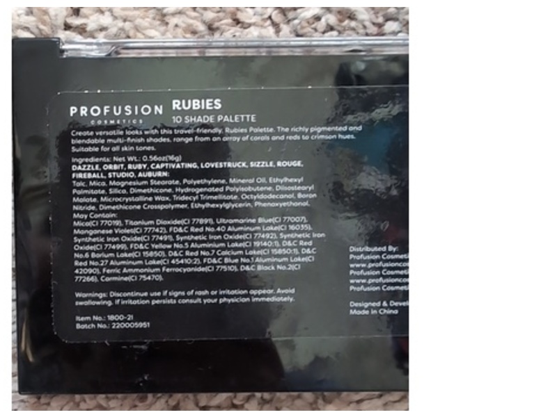 Profusion Cosmetics Rubies 10 Shade Eyeshadow Palette, 0.56 oz/16 g