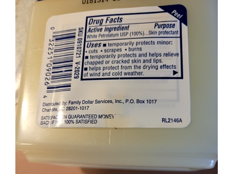 Family Dollar Pure Petroleum Jelly, 7.5 oz/212 g