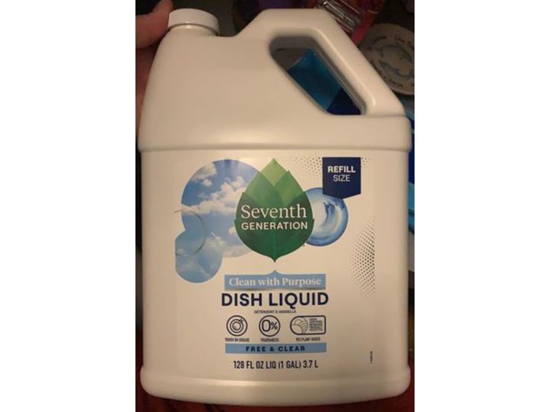 Seventh Generation Dish Liquid, Free & Clear, 128 fl oz/3.7 L