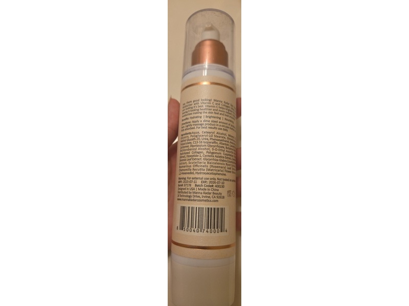 Manna Kadar Day Cream Moisturizer, Vitamin C & Collagen, 4.0 fl oz/120 mL