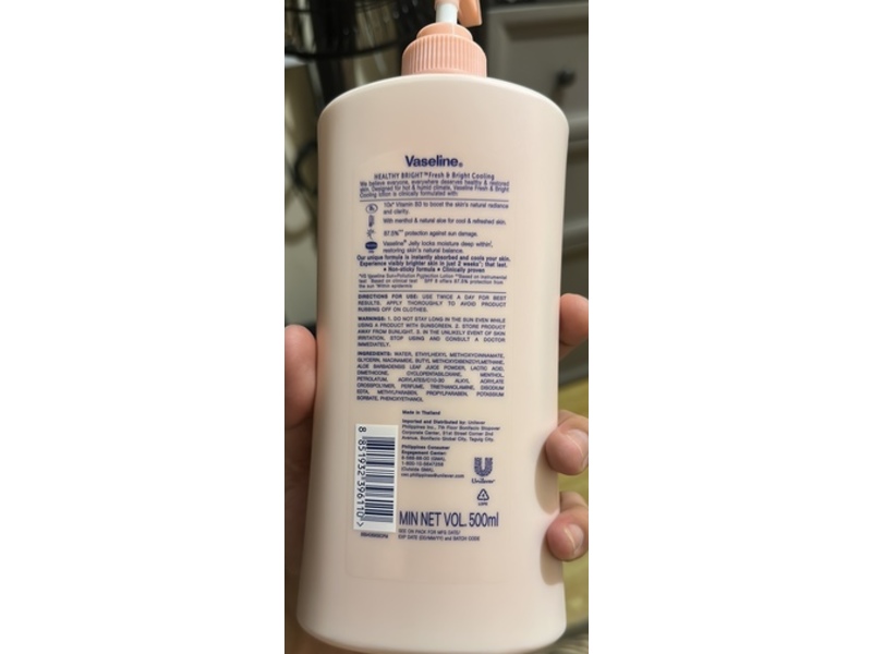 Vaseline Fresh & Bright Cooling UV Lotion, 500 mL