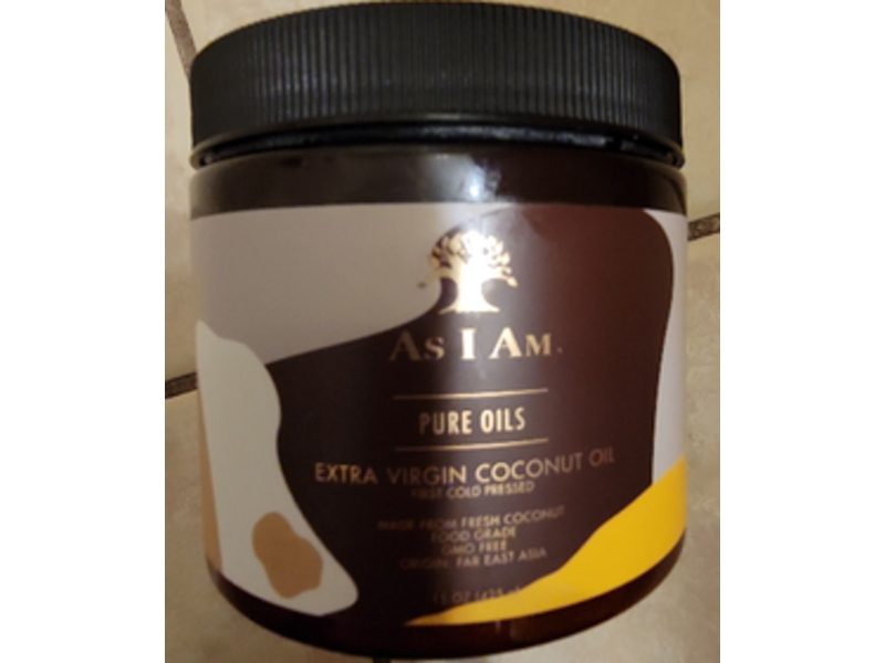 As I Am Extra Virgin Coconut Oil, Pure Oils, 15 oz/425 g