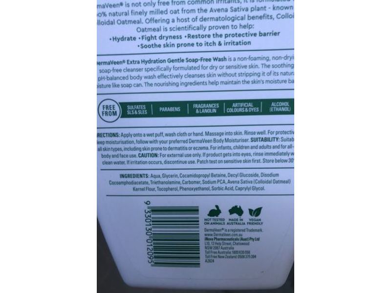 DermaVeen Extra Hydration Gentle Soap Free Wash, 1 L