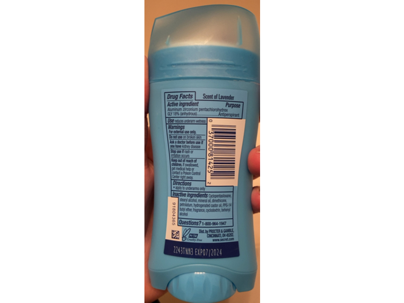 Secret Clean Lavender 24 Hr Invisible Solid Antiperspirants & deodorant, 2.6 oz/73 g