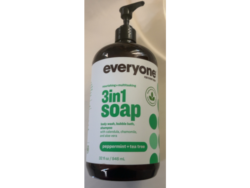 Everyone 3-in-1 Soap, Peppermint + Tea Tree, 32 fl oz/946 mL