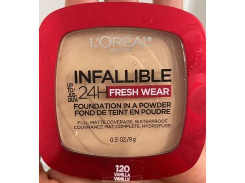 L'Oreal Paris Infallible Fresh Wear Foundation In A Powder, 120 Vanilla, 0.31 oz/9 g