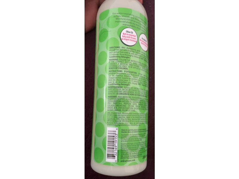 ORS Olive Oil Girls Moisture-Rich Conditioner, Avocado Oil, 13 fl oz/384 mL