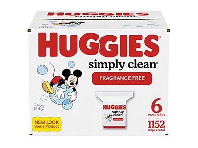 Huggies Simply Clean Wipes, Fragrance Free, 192 Count, 1152 Wipes