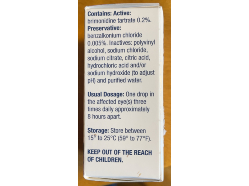 Brimonidine Tartrate Ophthalmic Solution 0.2%, 5 ml, Sandoz (Rx)