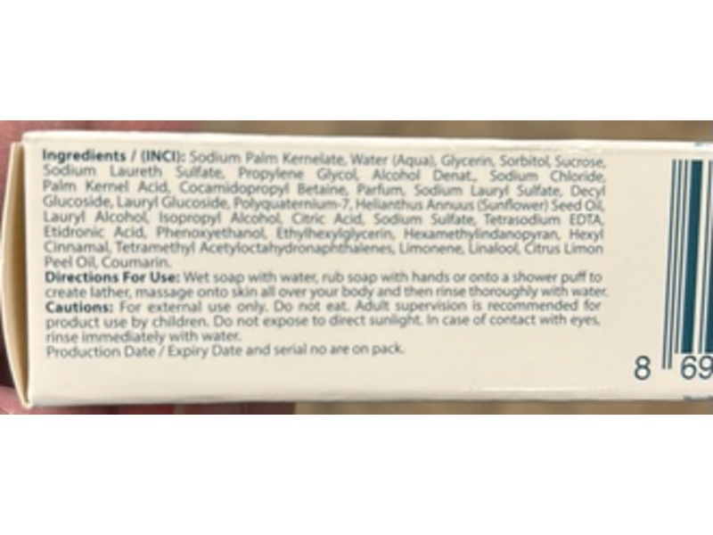 Duru Hydro Pure Micellar Gentle Cleansing Transparent Body Bar Soap, 3.75 oz/106 g