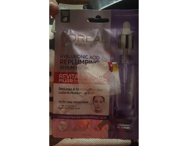 L'oreal Paris Replumping Serum Tissue Mask, Hyaluronic Acid, 28 g
