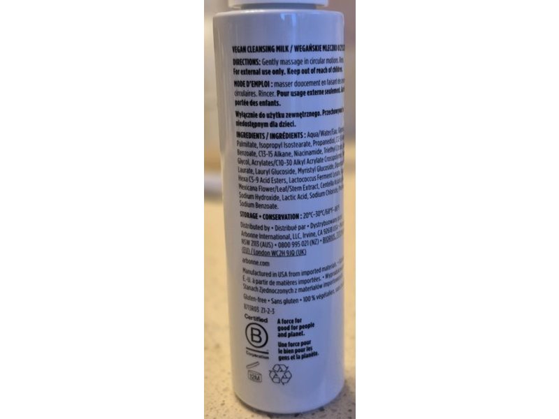 Arbonne Supercalm Vegan Cleansing Milk, Sensitive Skin, 3 fl oz/90 mL